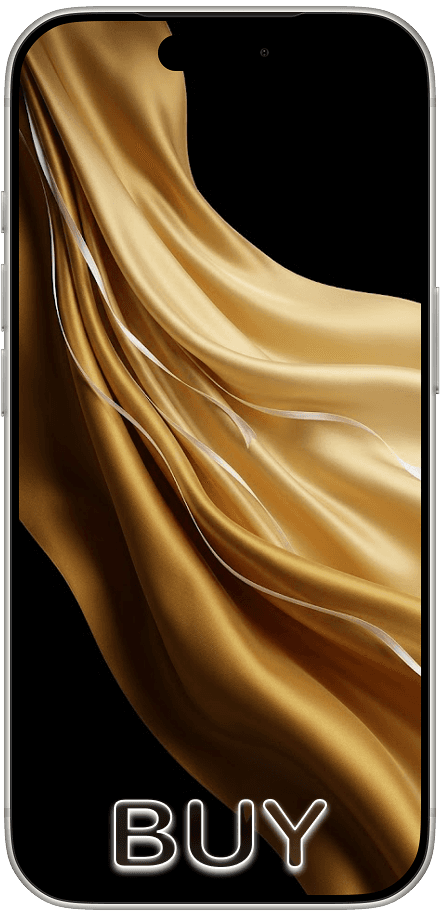 Gold silk wallpaper on iPhone screen, labelled Buy
